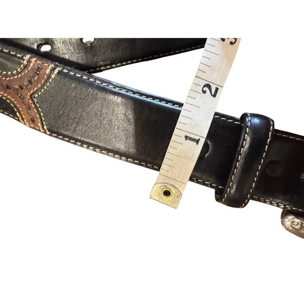 Justin Boots Leather Western Belt Men’s Size 42  C10923 Two-Tone Woven Design